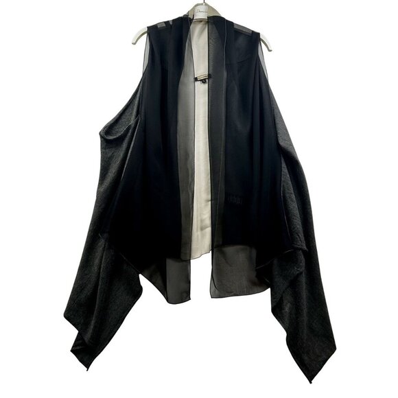 Rozae Nichols Y2K Vintage Boho Luxury Sleeveless Cashmere & Silk Draped Vest L